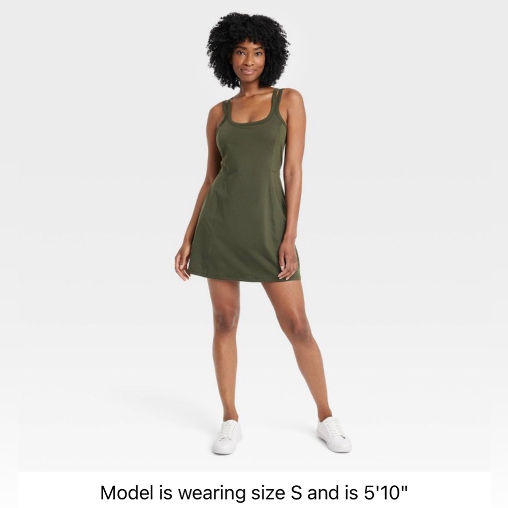 Women's Lined Knit Dress - All in Motion Olive Green Size XL